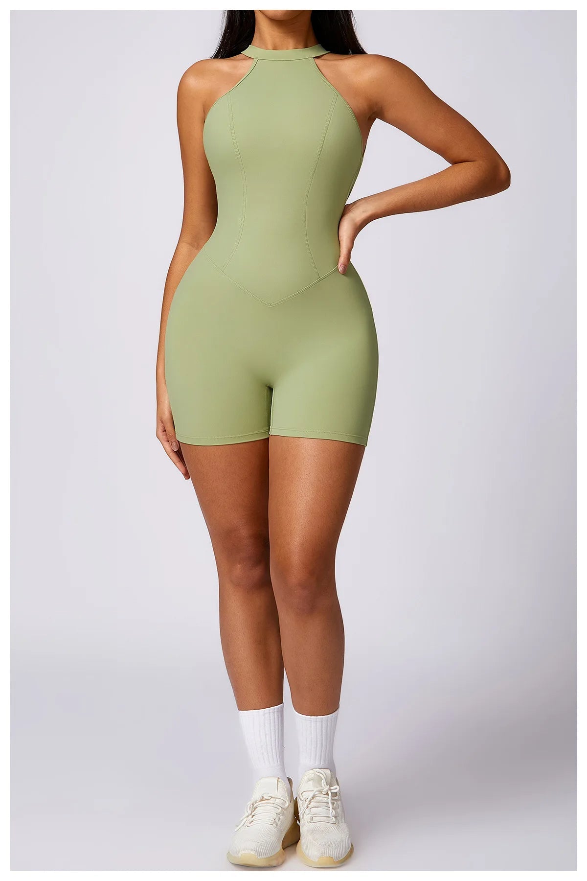 Women's Backless Gym Short Jumpsuit Set