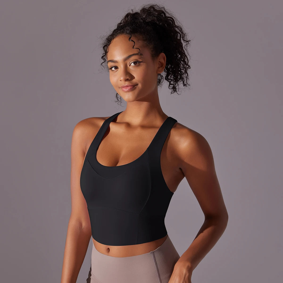 Crop top deportivo mujer Negro