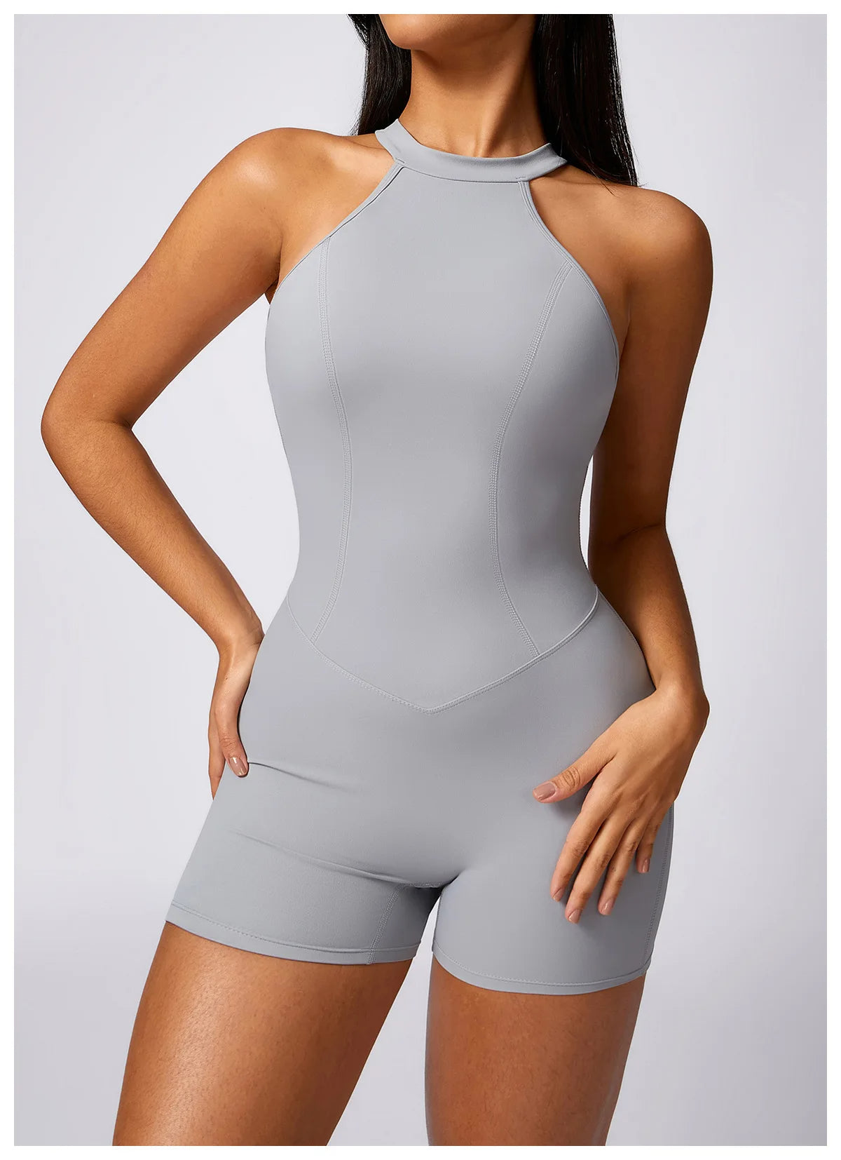 Women's Backless Gym Short Jumpsuit Set