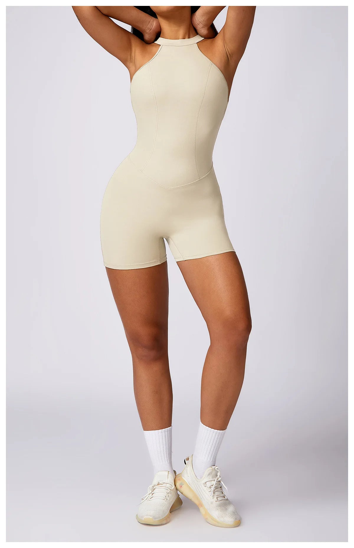 Women's Backless Gym Short Jumpsuit Set