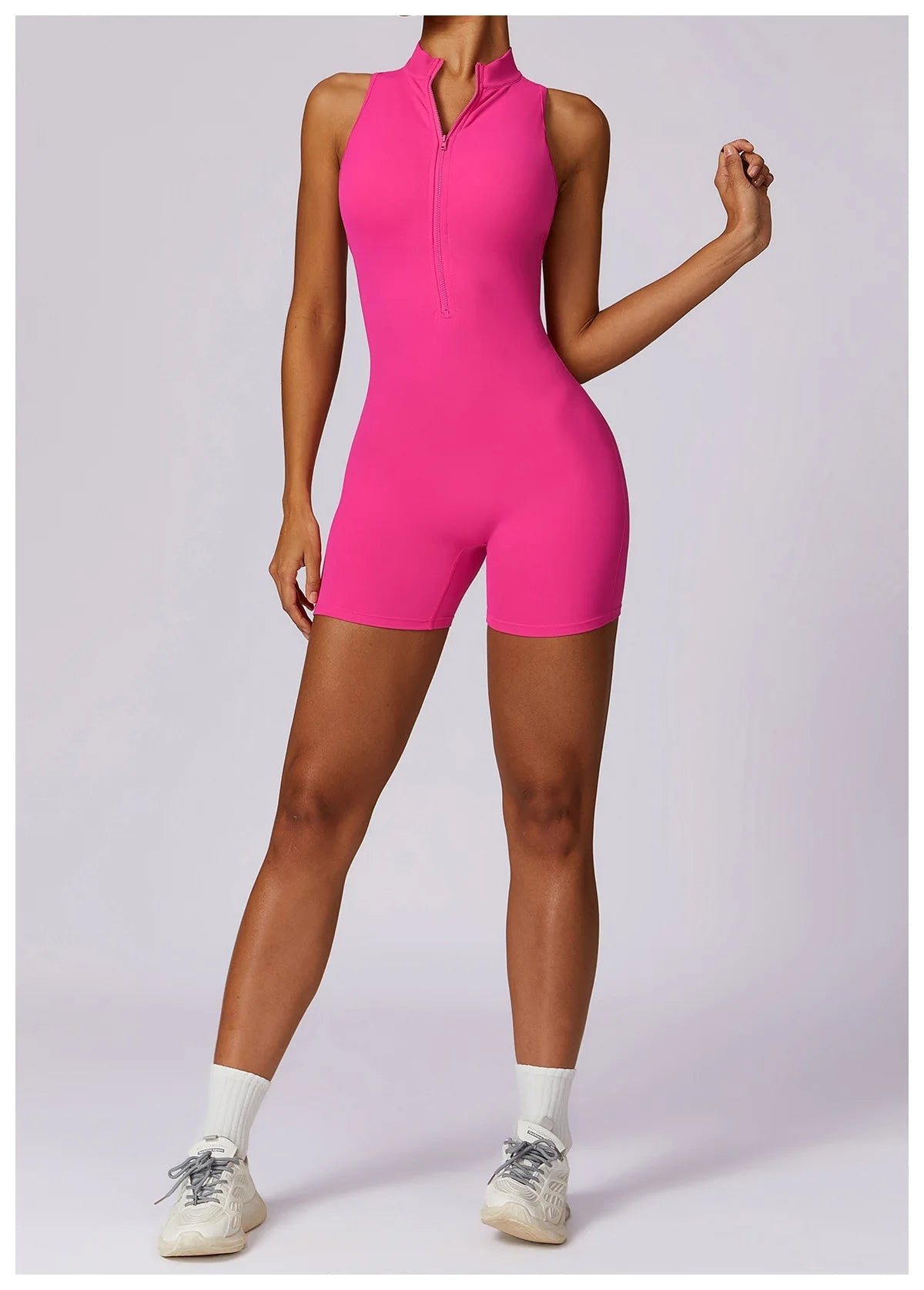 Pink Workout Short Jumpsuit Set