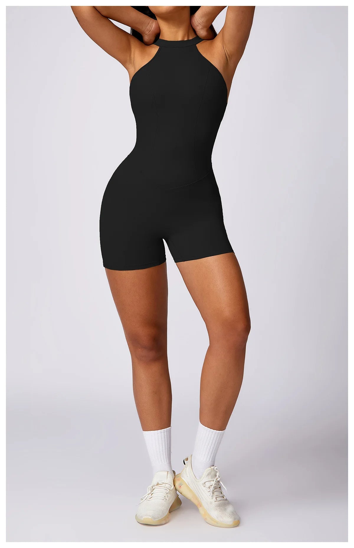 Women's Backless Gym Short Jumpsuit Set
