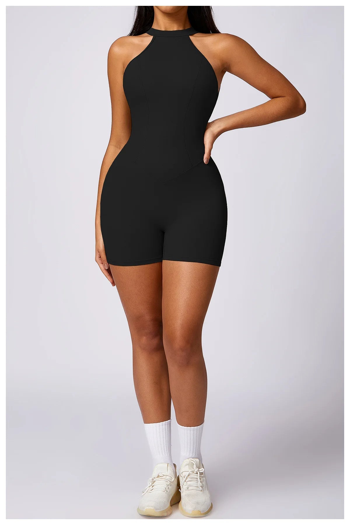 Women's Backless Gym Short Jumpsuit Set