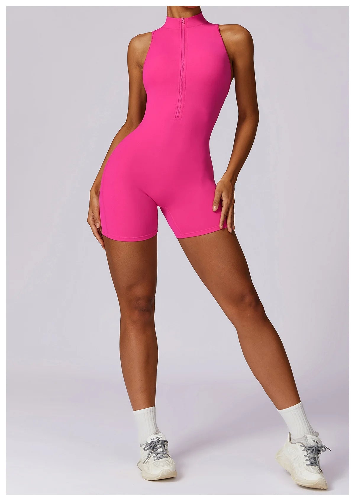 Pink Workout Short Jumpsuit Set