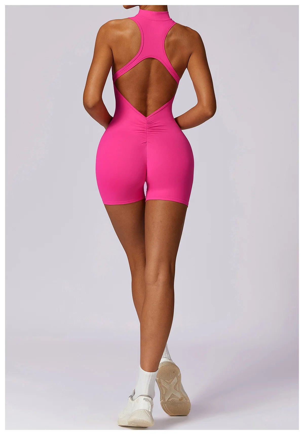 Pink Workout Short Jumpsuit Set