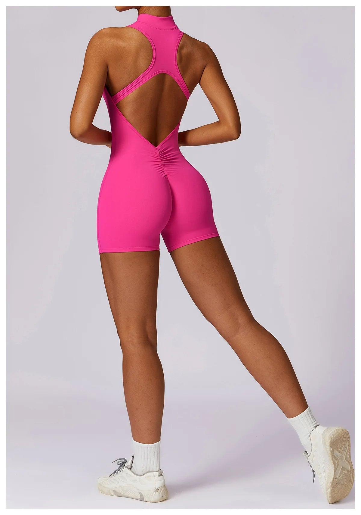 Pink Workout Short Jumpsuit Set