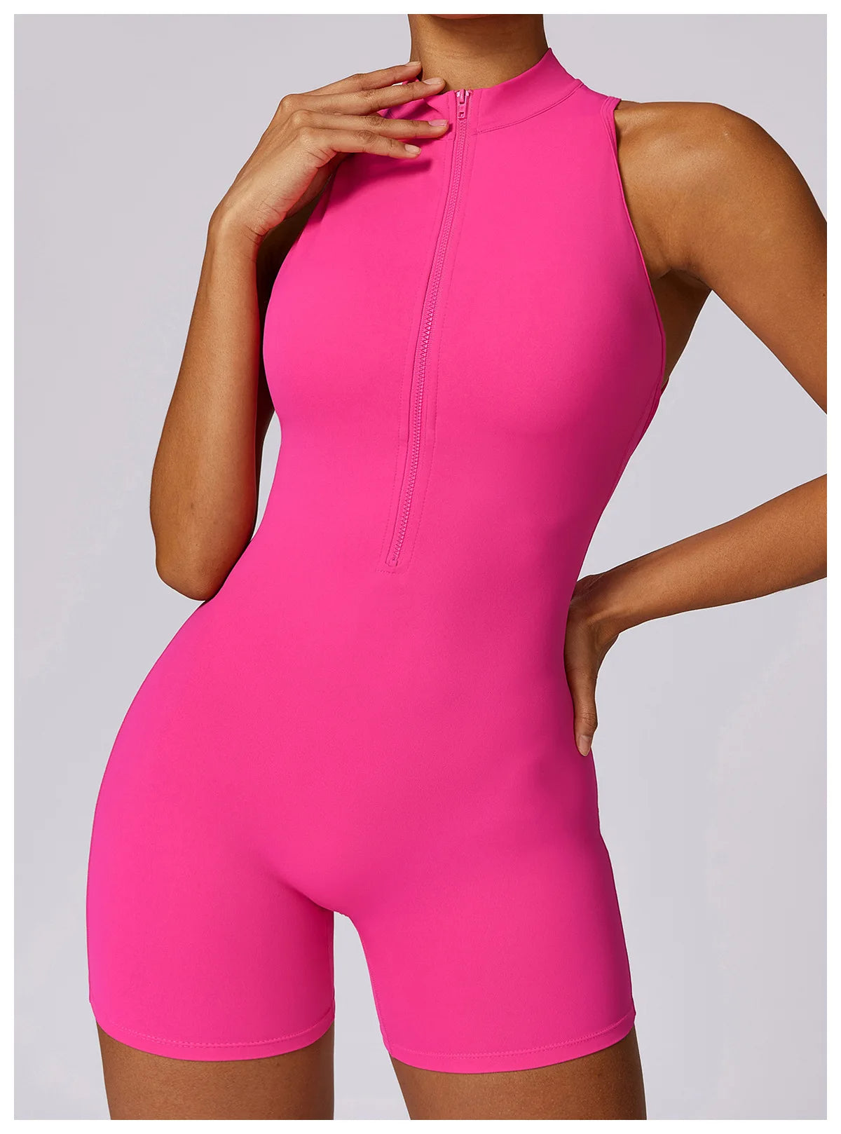 Pink Workout Short Jumpsuit Set