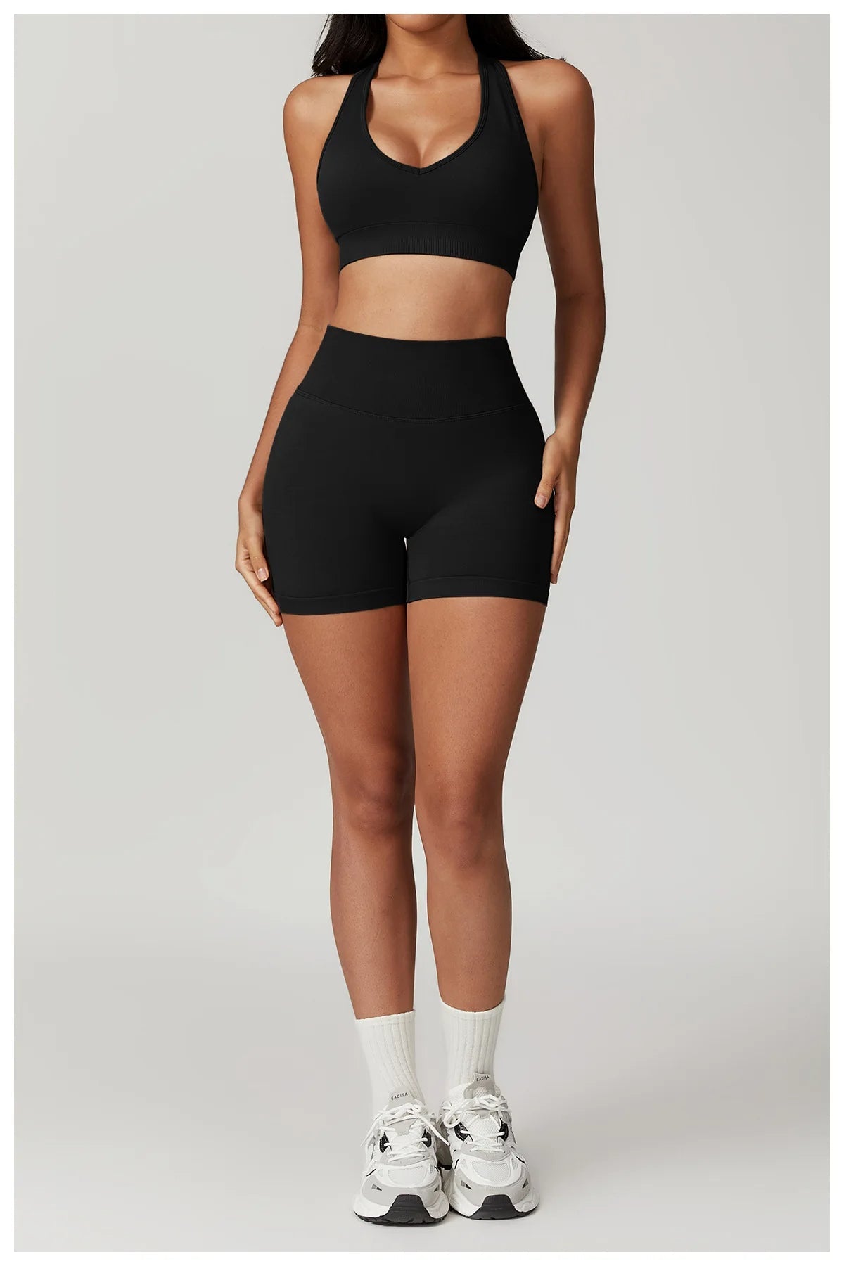 short de gym mujer sin costura Negro