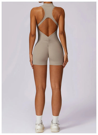 Pink Workout Short Jumpsuit Set