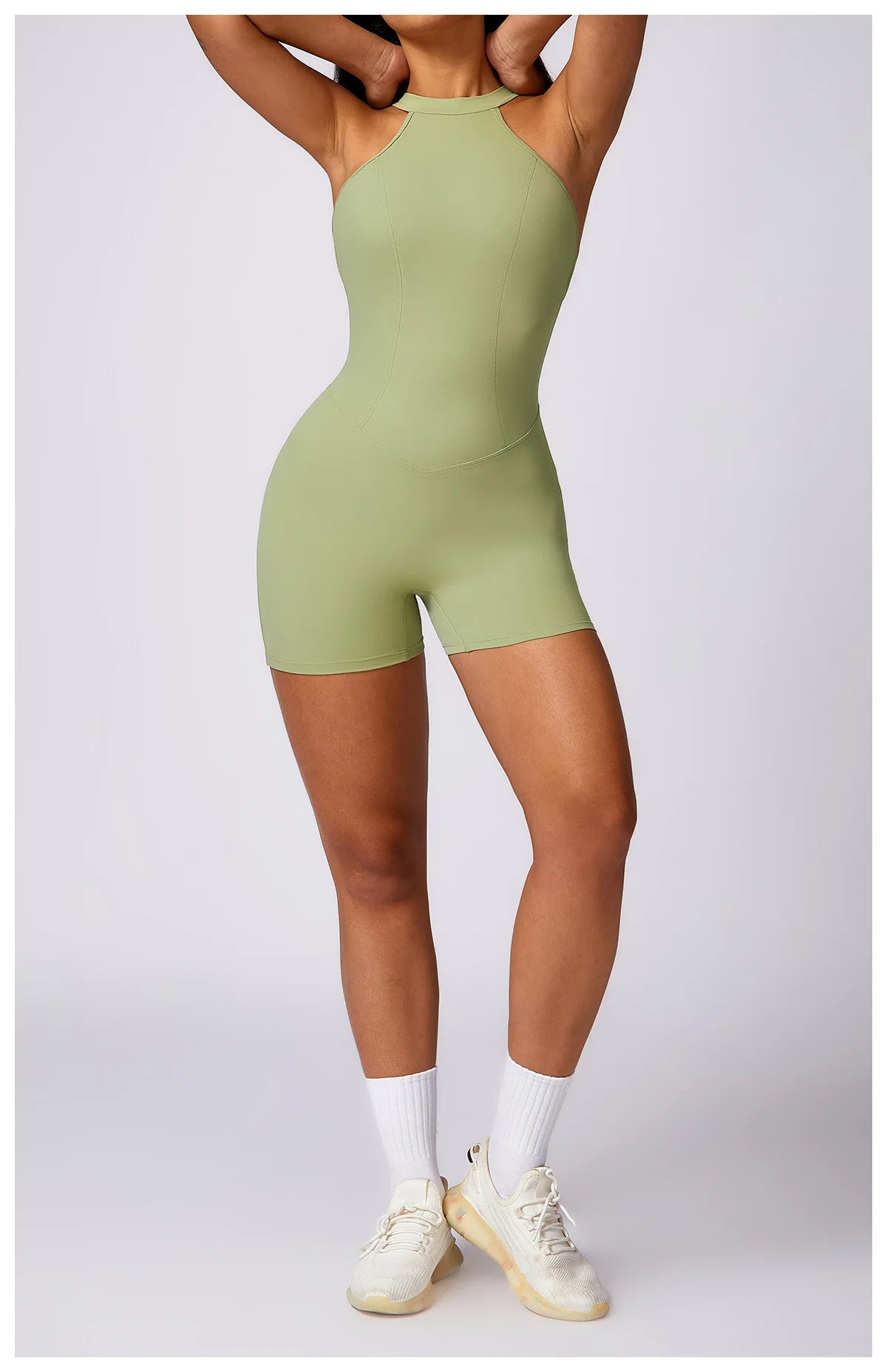 Conjunto mono corto Gym mujer Sin espalda verde