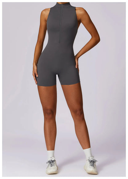 Pink Workout Short Jumpsuit Set
