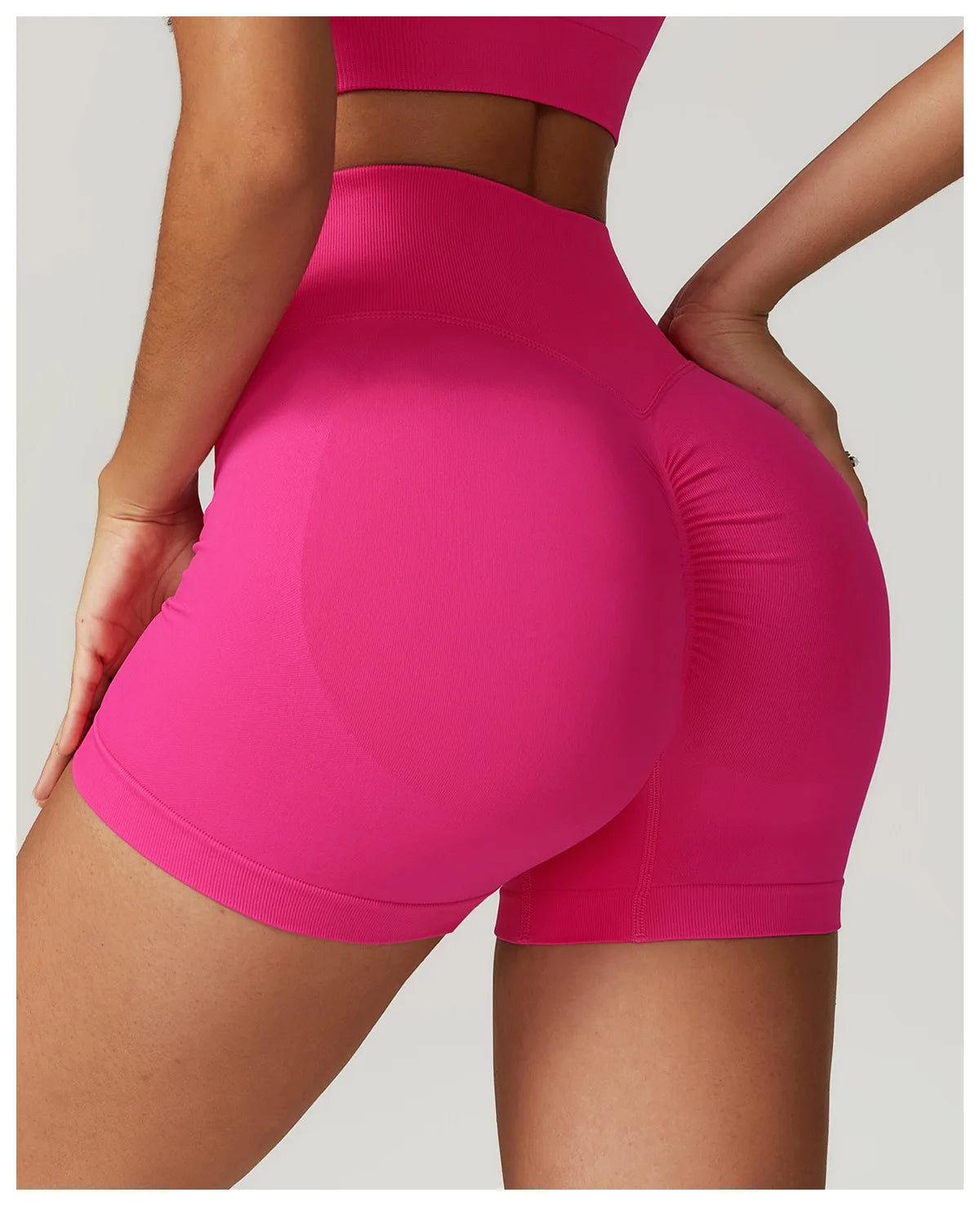 short de gym mujer sin costura Rosa