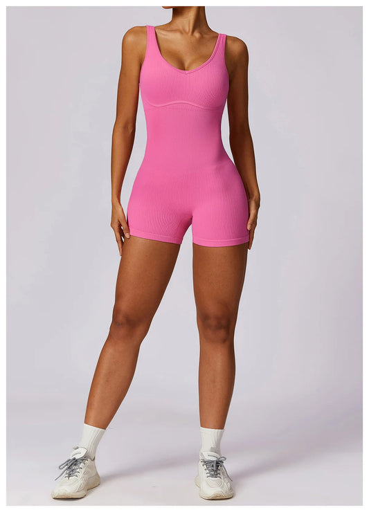 Conjunto mono corto deportivo mujer rosa