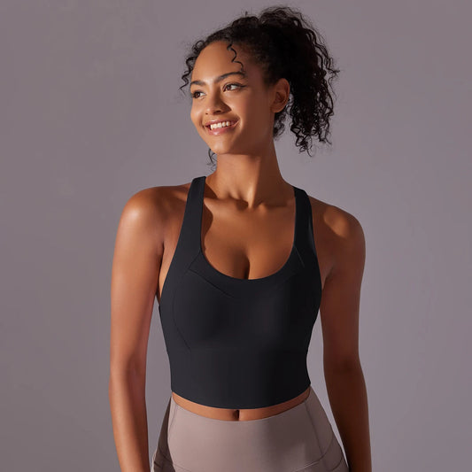 Crop top deportivo mujer Negro