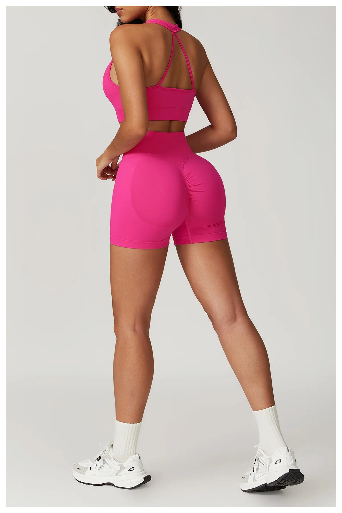 short de gym mujer sin costura Rosa