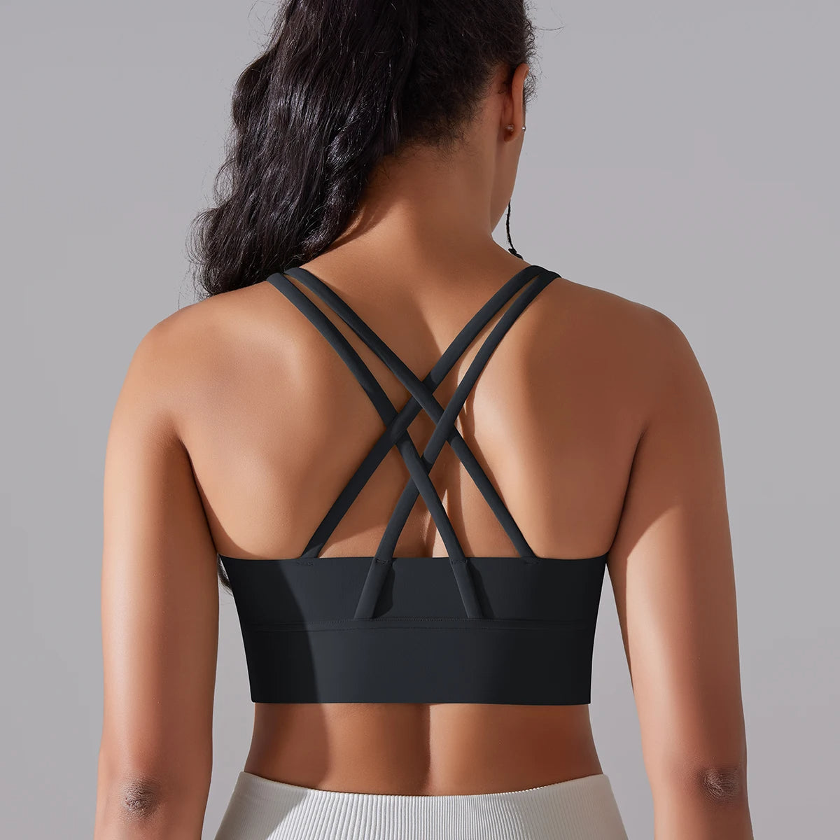 Crop top deportivo mujer Gris