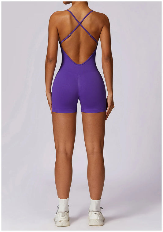 Conjunto mono corto gym mujer morado