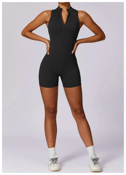 Pink Workout Short Jumpsuit Set