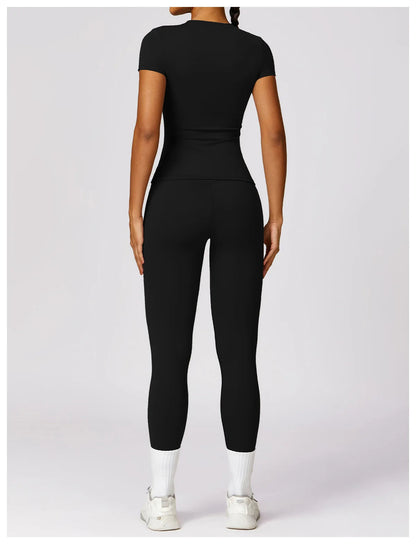 Conjunto deportivo mujer legging y Top Negro