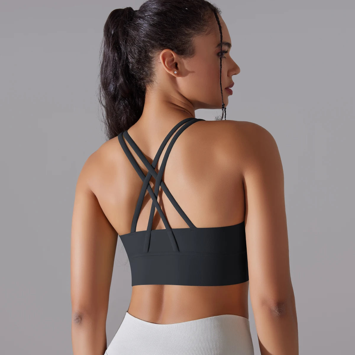 Crop top deportivo mujer Gris