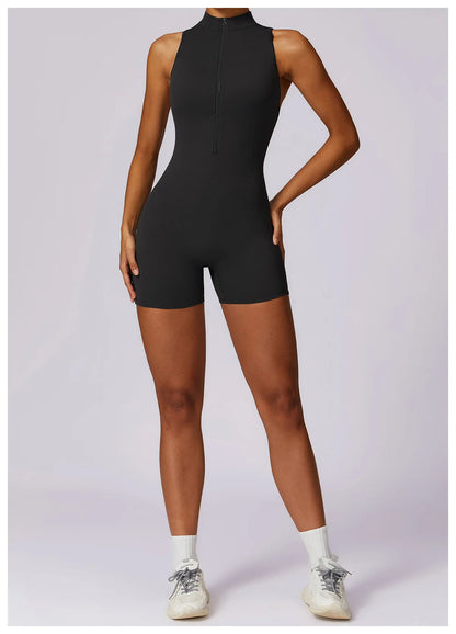 Pink Workout Short Jumpsuit Set