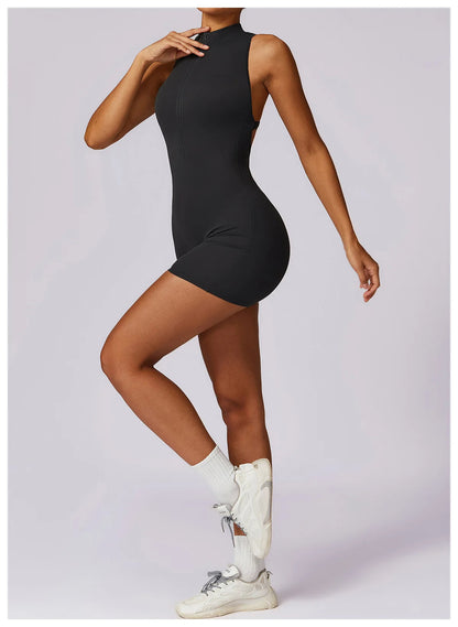 Pink Workout Short Jumpsuit Set