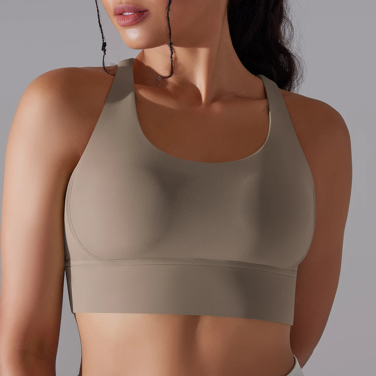 Crop top deportivo mujer Gris