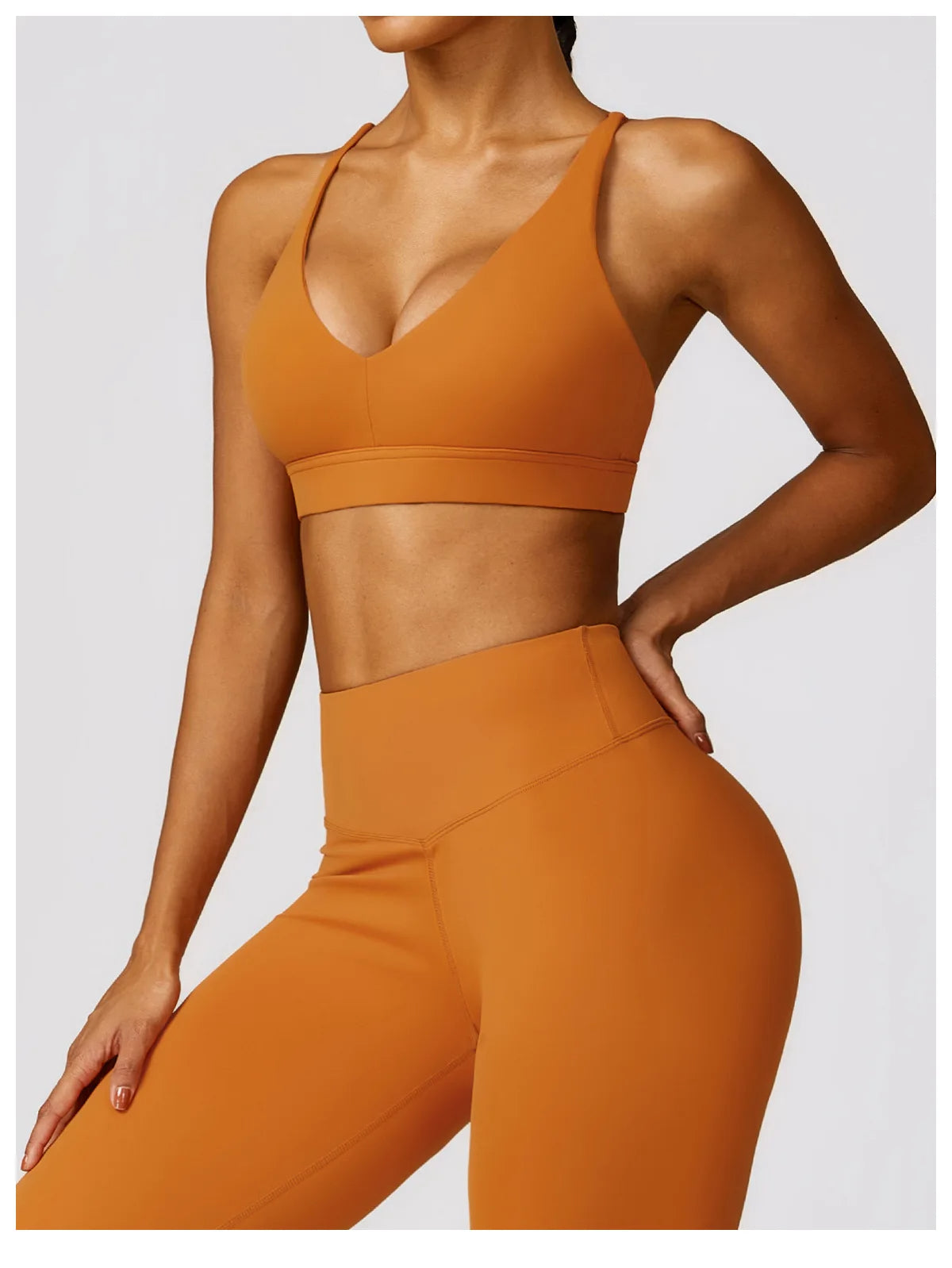 Conjunto deportivo mujer legging y Bra Naranja