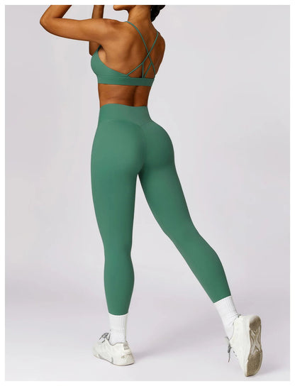 Conjunto deportivo mujer legging y Bra Verde