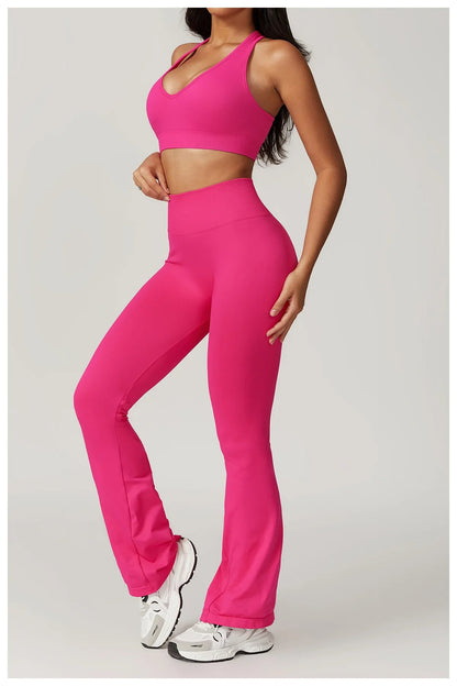 conjunto deportivo mujer Legging y Top sin costura Rosa