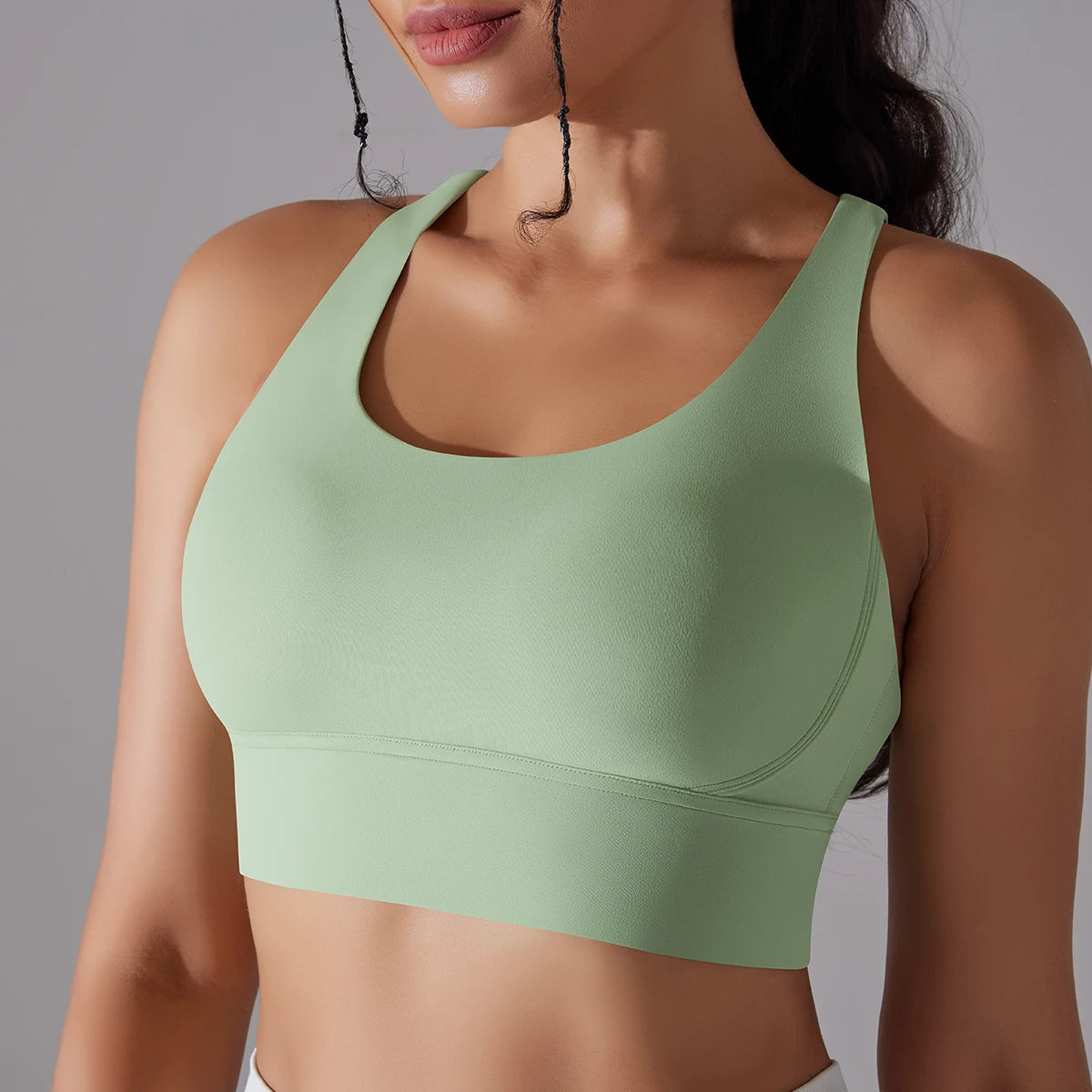 Crop top deportivo mujer Gris