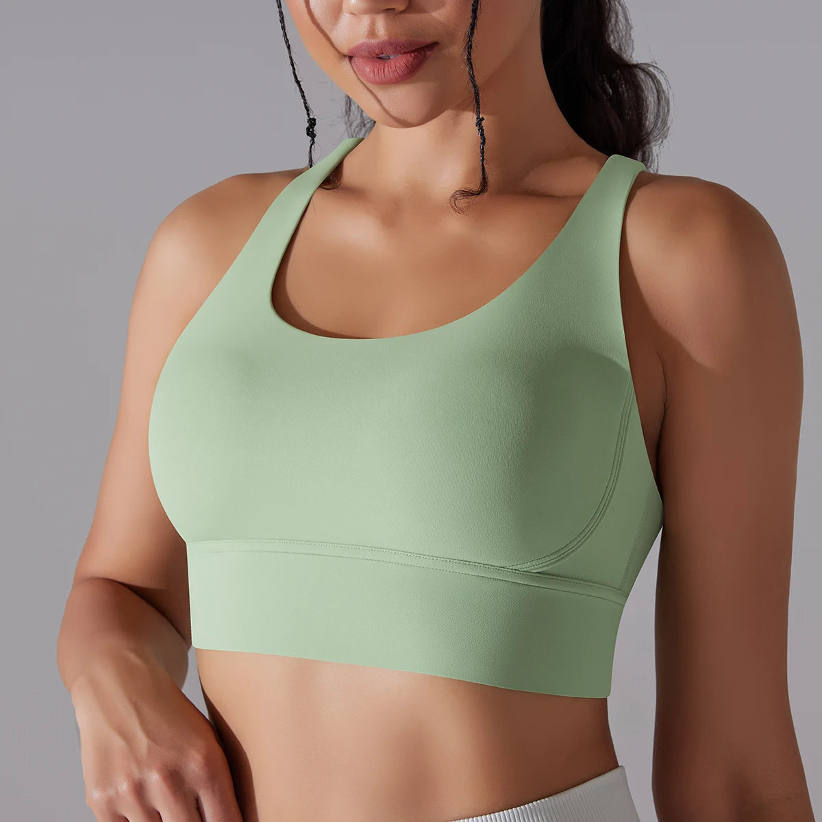 Crop top deportivo mujer Gris