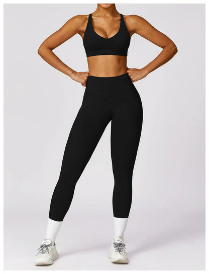 Conjunto deportivo mujer legging y Bra Negro