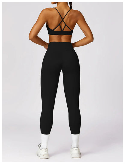 Conjunto deportivo mujer legging y Bra Negro