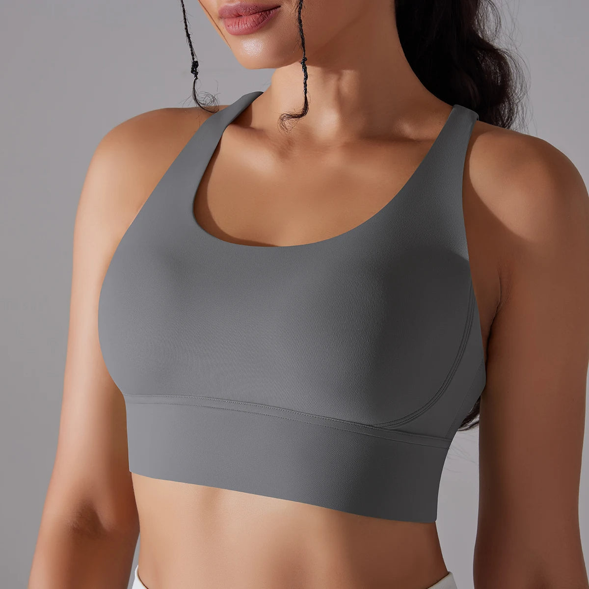 Crop top deportivo mujer Gris