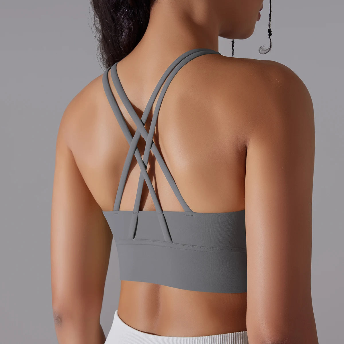 Crop top deportivo mujer Gris