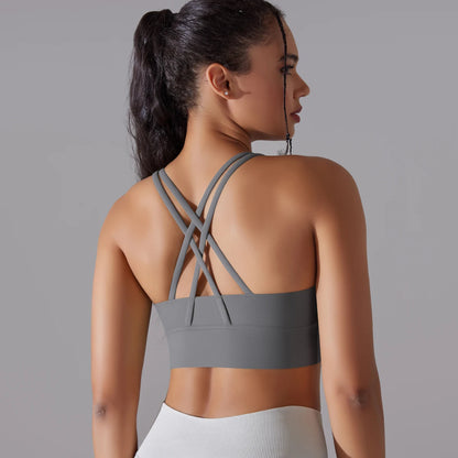 Crop top deportivo mujer Gris