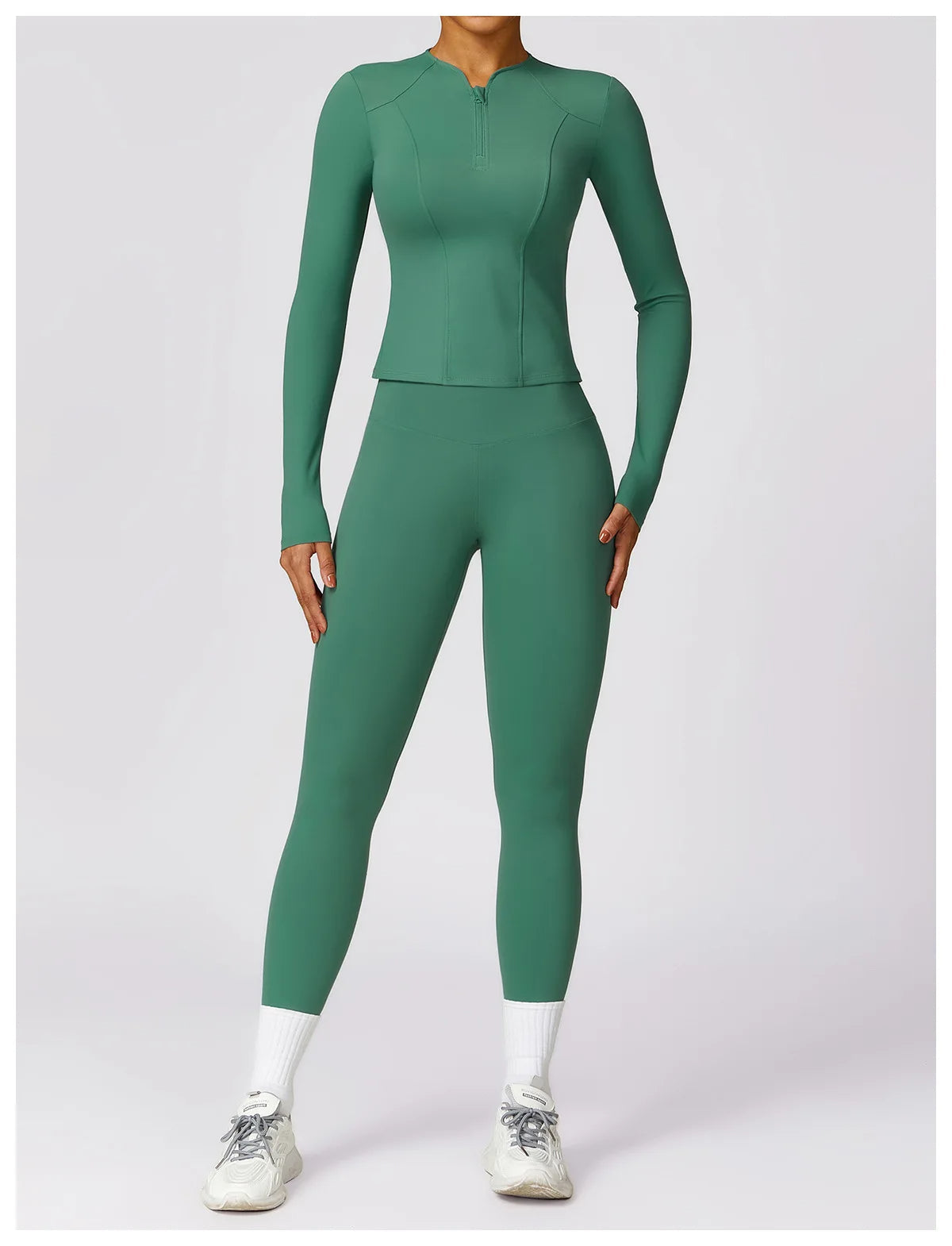 Conjunto deportivo mujer legging y top manga larga Verde