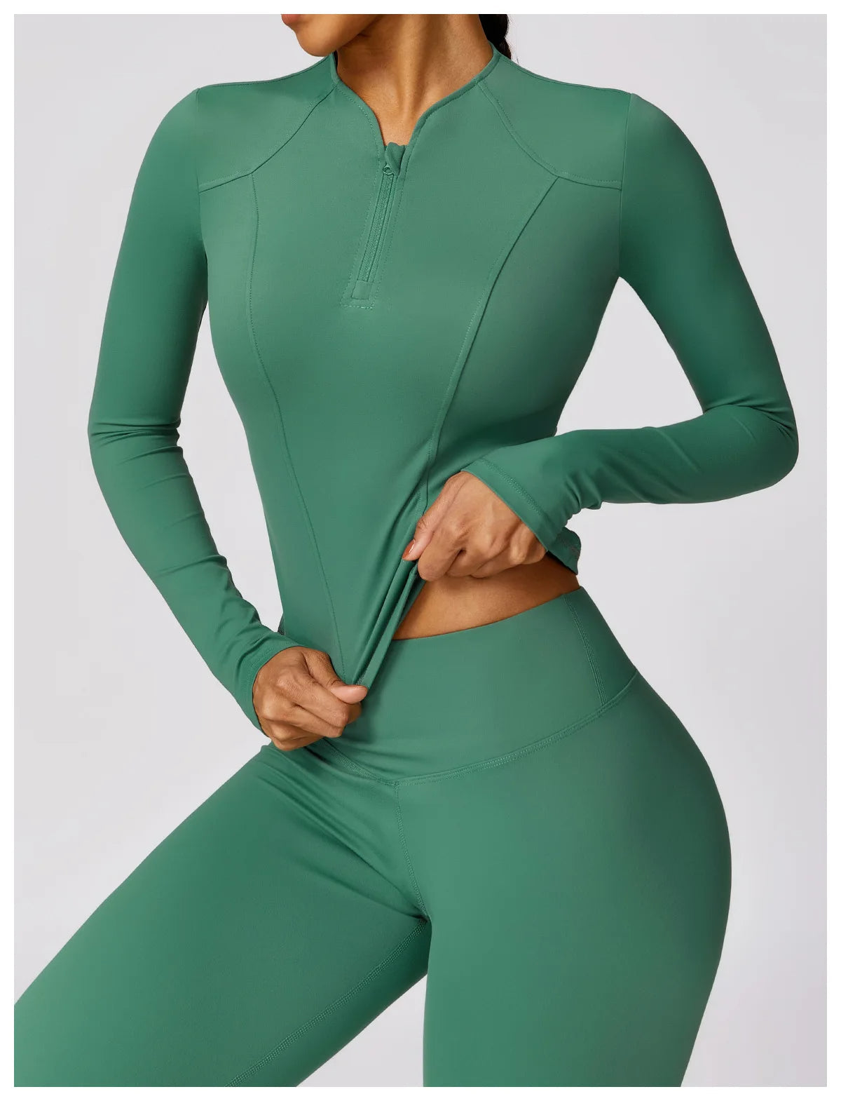 Conjunto deportivo mujer legging y top manga larga Verde