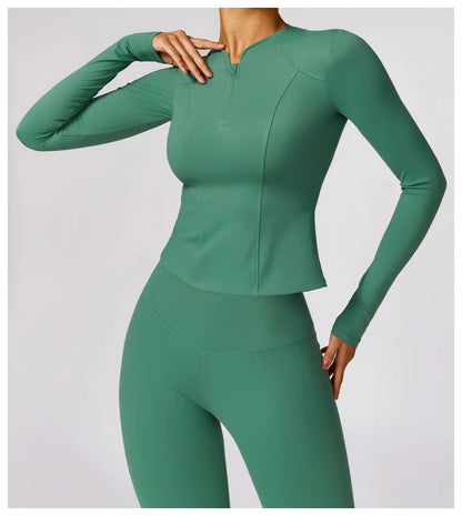 Conjunto deportivo mujer legging y top manga larga Verde