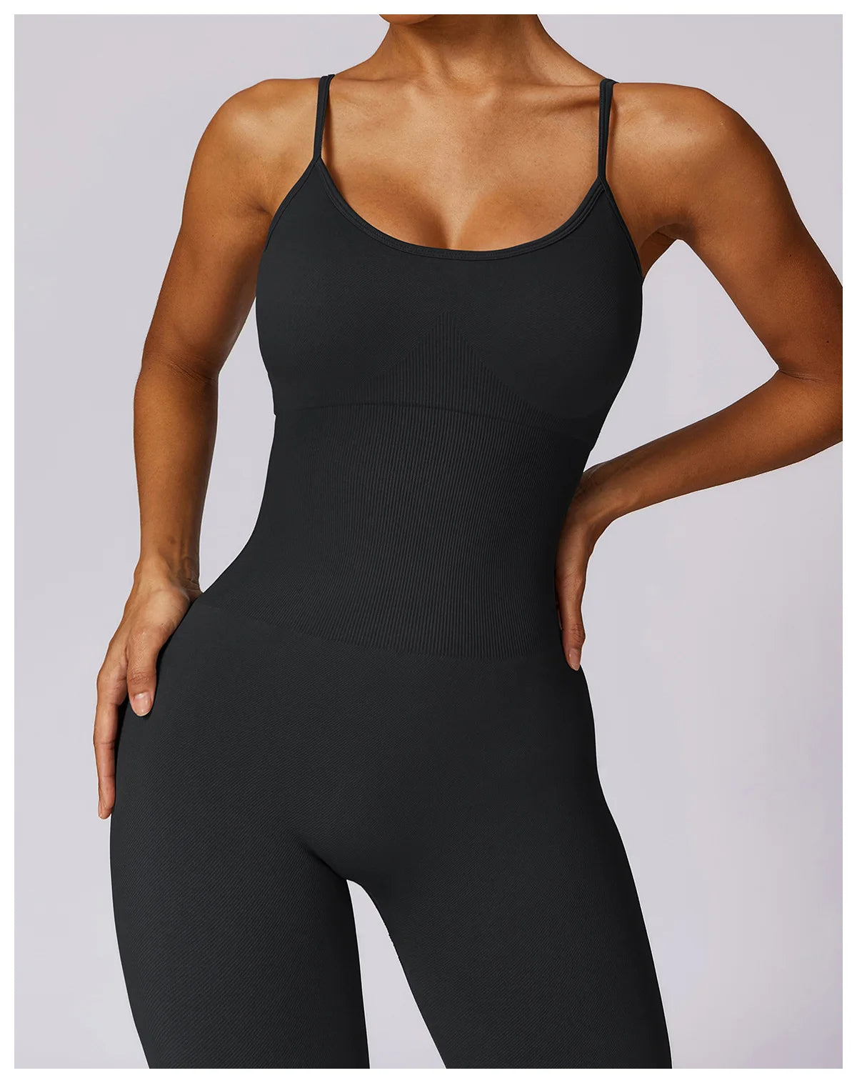 Conjunto deportivo mujer sin costura Negro