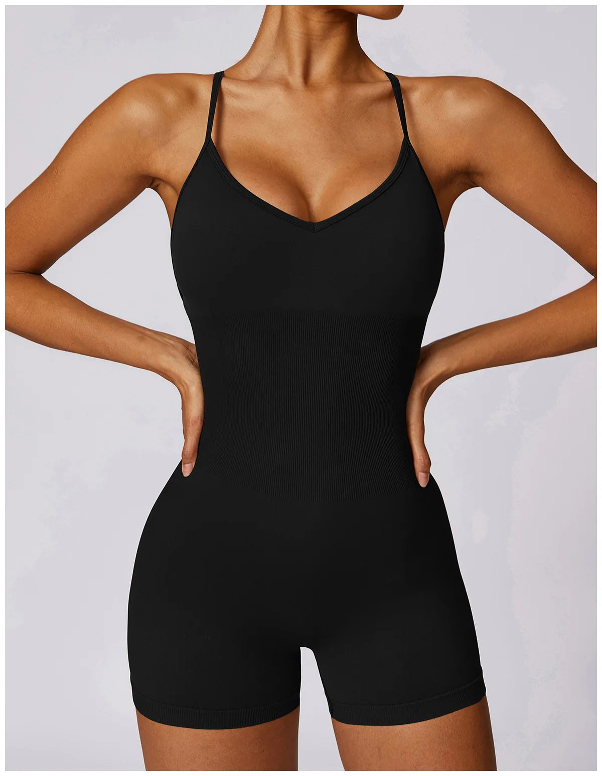 Conjunto mono corto gym mujer Negro