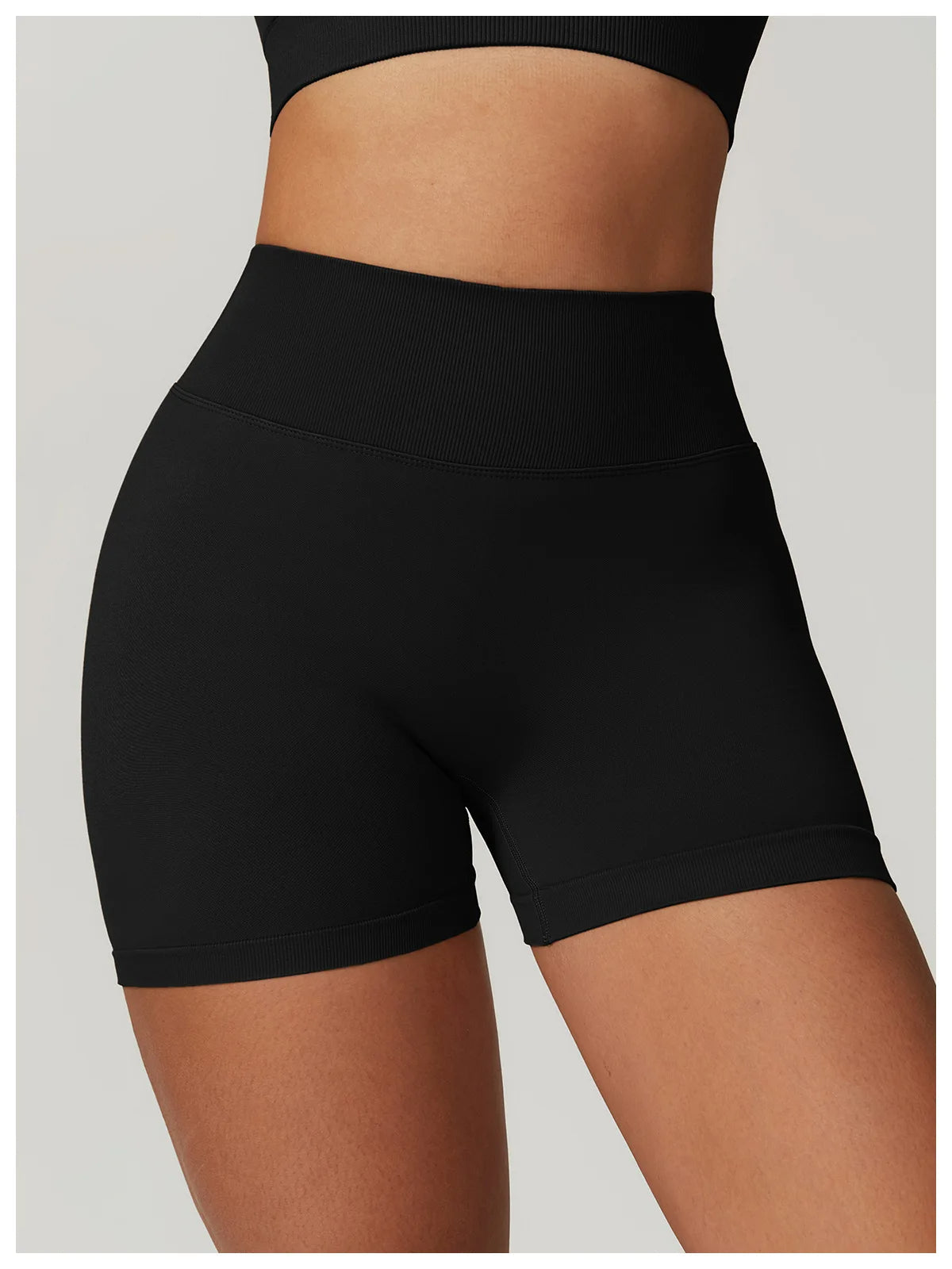 short de gym mujer sin costura Negro