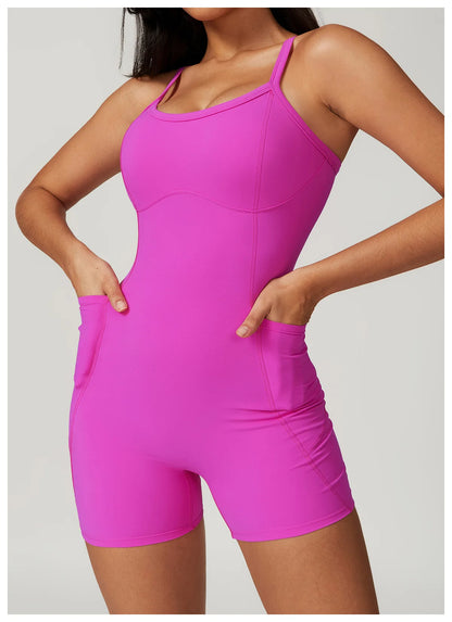 Conjunto corto gym mujer marrón