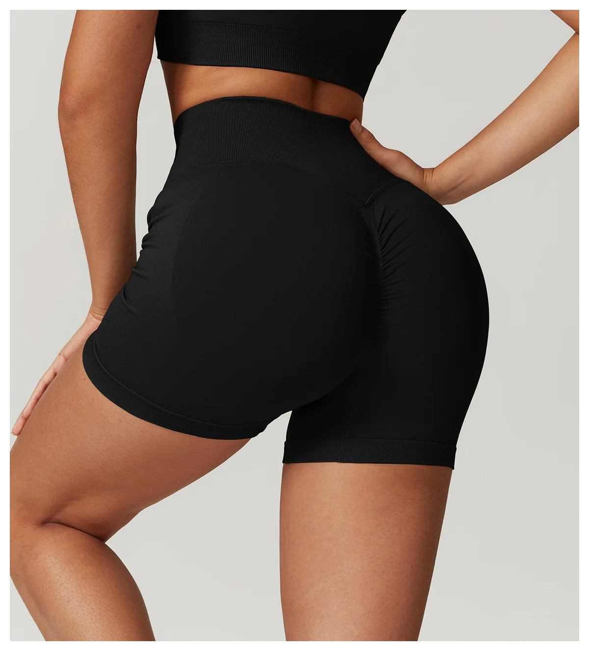 short de gym mujer sin costura Negro