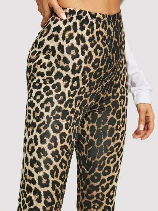 Leopard leggings deportivos mujer cintura alta